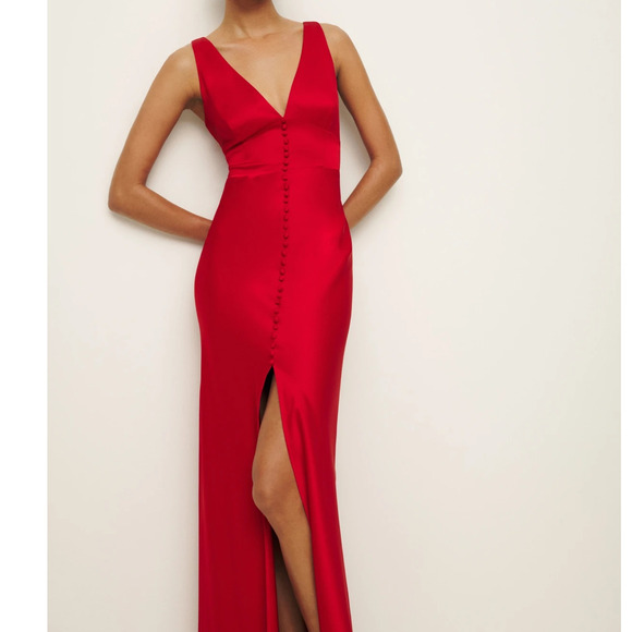 Reformation Elaina Satin Dress Lipstick - Picture 12 of 12